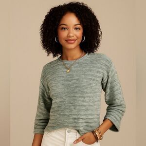 Madewell NWT Crewneck Long-Sleeve Knit Sweater in Blue Horizon Stripe Size XXS